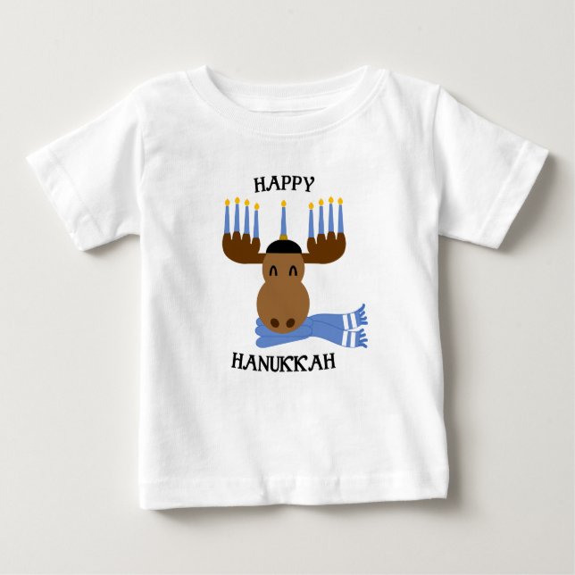 Camiseta Feliz Hanukkah Moose Menorah (Frente)