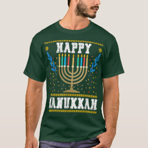 Camiseta Feliz Hanukkah Natal Judeu Menorah Hanukkah T