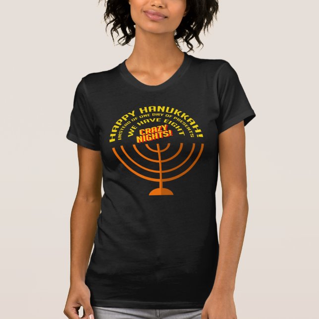 Camiseta Feliz Hanukkah Oito Noites Loucos Mãe (Frente)