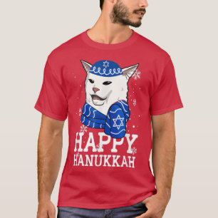 Camiseta Feliz Hanukkah Smudge Cat Memória Engraçado Feriad