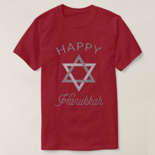 Camiseta Feliz Hanukkah Star de David Glitter T-Shirt