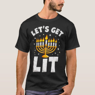 Camiseta Feliz Hanukkah Vamos Ficar Bêbados Menorá Judaico