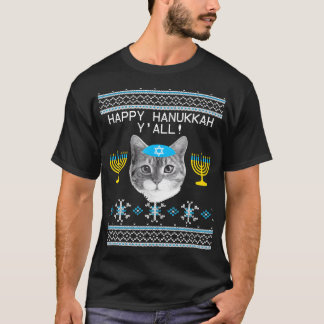 Camiseta Feliz Hanukkah Y'all Cat Ugly Hanukkah