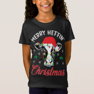 Camiseta Feliz Heffin Vaca Farmer Engraçado Xmas Holi