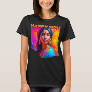 Camiseta Feliz Holi Bela Mulher de Azul