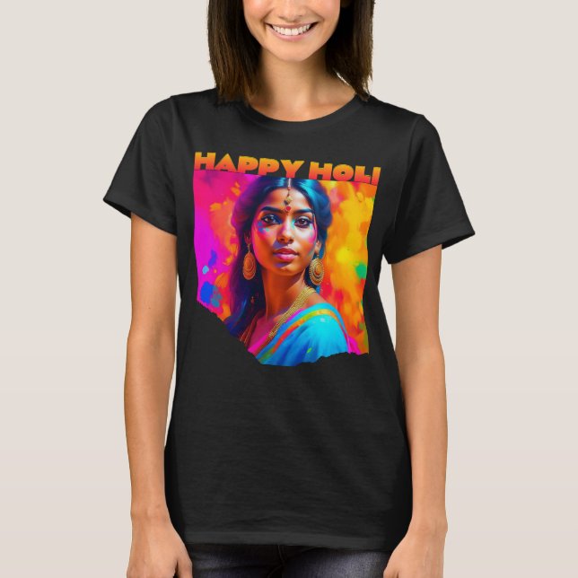 Camiseta Feliz Holi Bela Mulher de Azul (Frente)