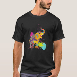 Camiseta Feliz Holi Cores Índia Hindu Primavera Elefante H