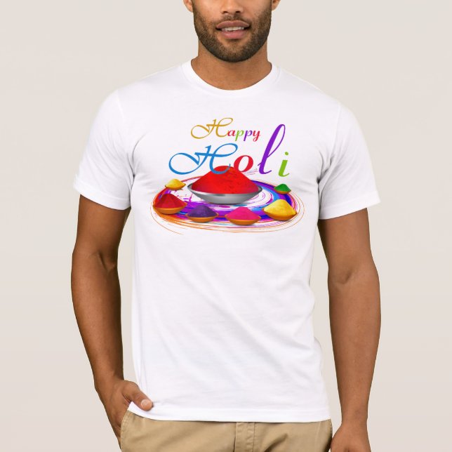Camiseta Feliz Holi Powders Paint Swirl (Frente)