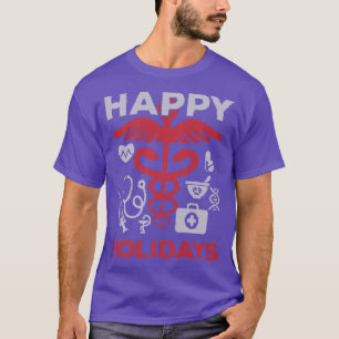 Camiseta Feliz Holiday Medical Team Doutor Enfermeira Natal