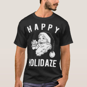 Camiseta Feliz Holidaze, papais noeis engraçados para fumar