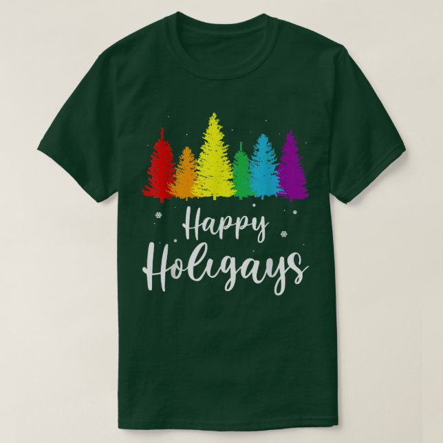 Camiseta Feliz Holigays Rainbow Christmas Orgulho LGBT Gay  (Frente do Design)
