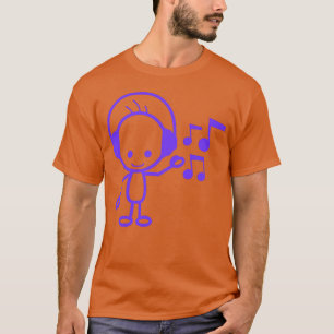 Camiseta Feliz Homem Pequeno Música Ouvindo Notas Musicais