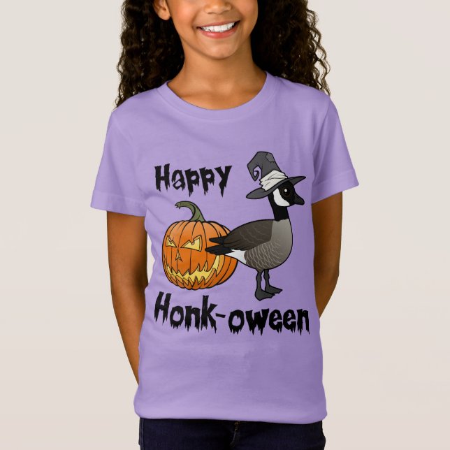 Camiseta Feliz Honk entre o Funny Canada Goose Halloween (Frente)