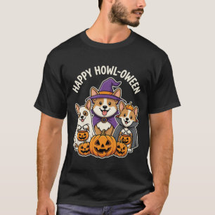Camiseta Feliz Howl-oween Corgi Fantasia de Halloween para