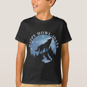 Camiseta Feliz Howlidays com Howling Wolf e Lua