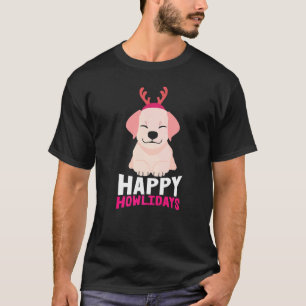 Camiseta Feliz Howlidays Corgi Golden Retriever Poodle Nata