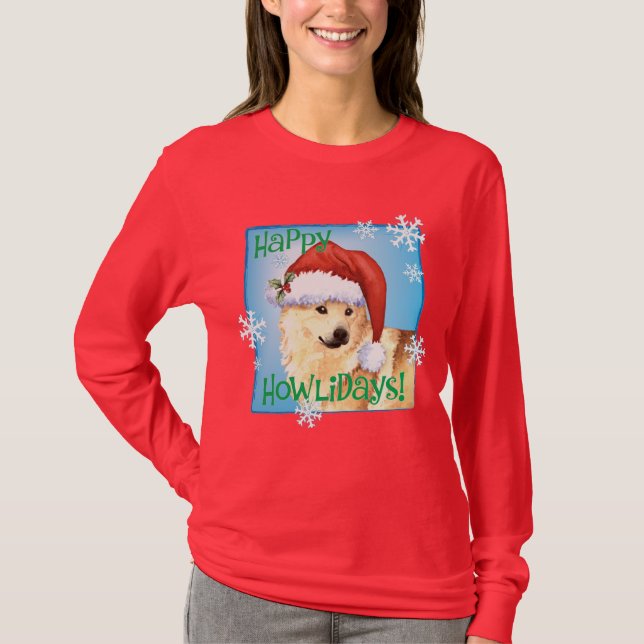 Camiseta Feliz Howlidays Norueguês Buhund (Frente)