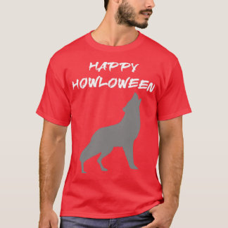 Camiseta Feliz Howloween com lobo uivando