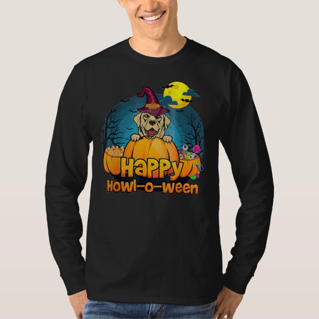 Camiseta Feliz Howloween Labrador Retriever Dog Halloween H (Frente)