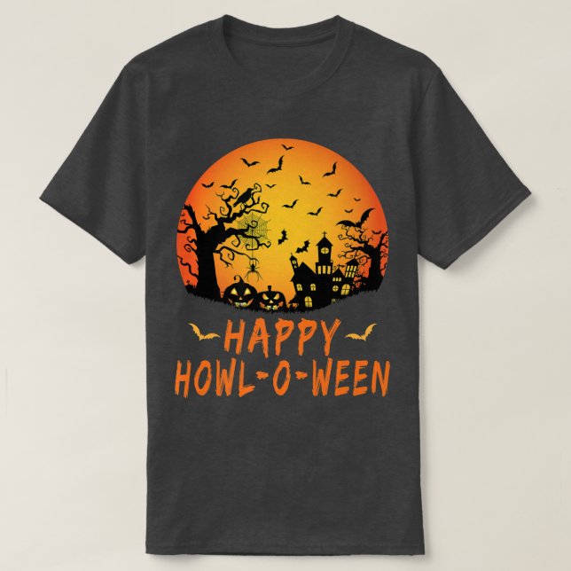 Camiseta Feliz Howloween, Scary Spooky Spider Bat, Hallowee (Frente do Design)