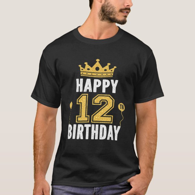 Camiseta Feliz Ideia De Aniversário De 12 Para Rapazes De 1 (Frente)