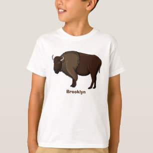 Camiseta Feliz ilustração de búfalo bisonte americano