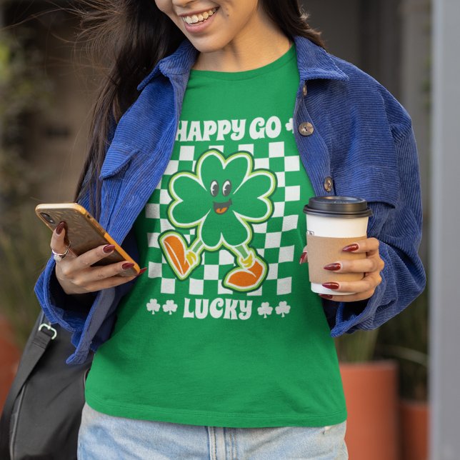 Camiseta Feliz Ir, Rua Verde de Mulher. Dia de Patrick (Criador carregado)