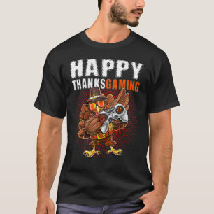 Camiseta Feliz Jogo de Ação de Graças Dabbing Turkey Pilgr