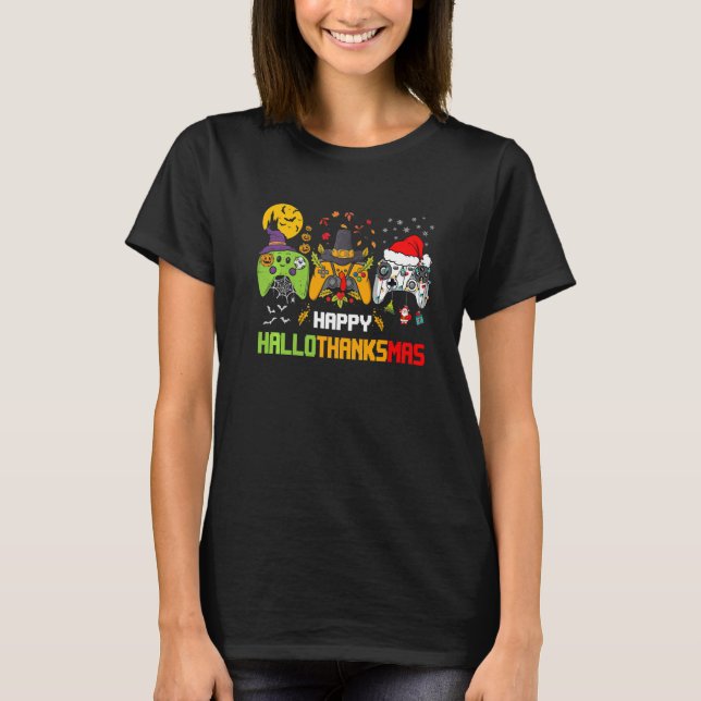 Camiseta Feliz jogo de Videos games Hallothanksmas (Frente)