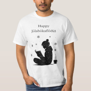 Camiseta Feliz Jolabokaflod – Enchente de Livros Islandesa