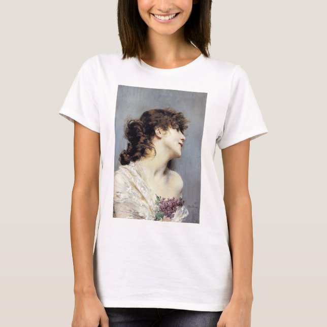 Camiseta Feliz jovem mulher (por Giovanni Boldini) (Frente)