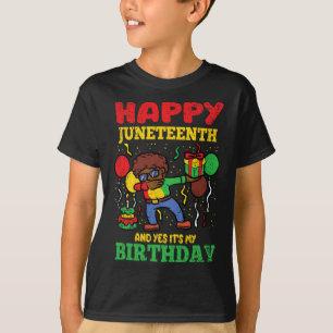 Camiseta Feliz Juntee E Sim É Meu Aniversário Negro