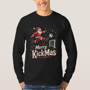 Camiseta Feliz Kickmas Engraçado Papai Noel Amantes do Fute