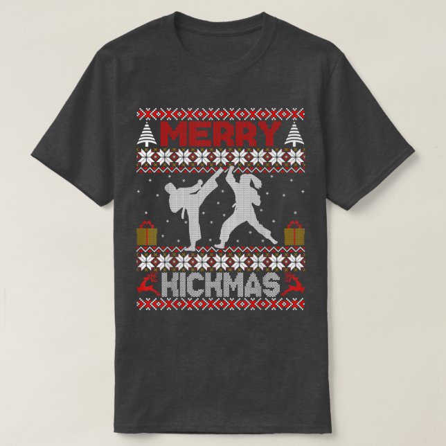 Camiseta Feliz Kickmas Karate Artes Marciais Feias Natal S (Frente do Design)