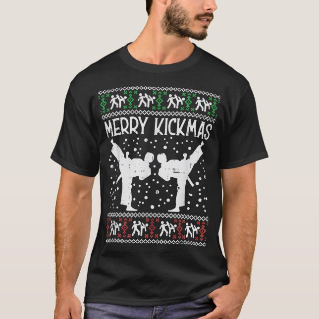 Camiseta Feliz Kickmas Natal Feio Karate Jiu Jitsu (Frente)
