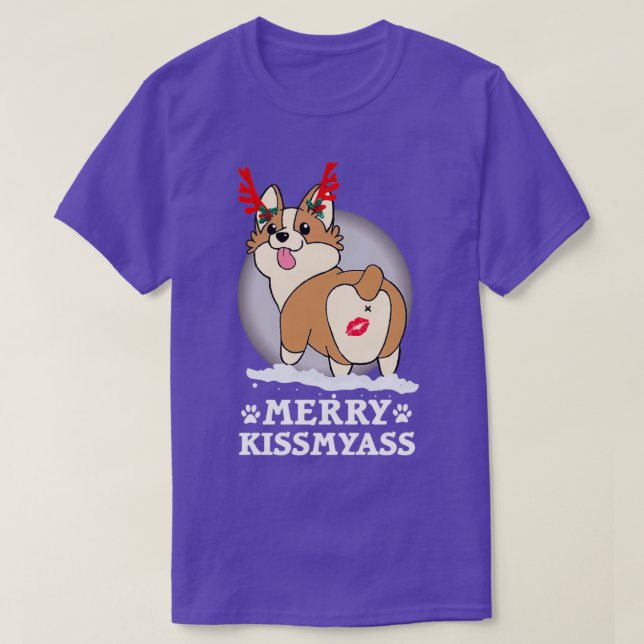 Camiseta Feliz KissMyAss Corgi Horn Hallowee (Frente do Design)