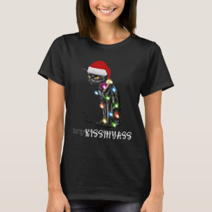Camiseta Feliz Kissmyass Diversão de Natal de Gato Luzes 1