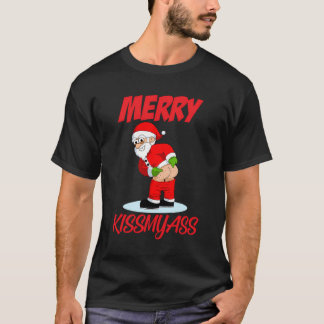 Camiseta Feliz Kissmyass Natal Rebelde Papai Noel Engraçado