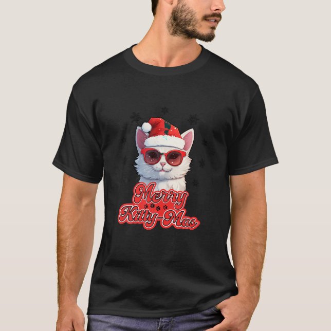 Camiseta Feliz Kittymas Cat Papai Noel Kitten Amantes Chris (Frente)