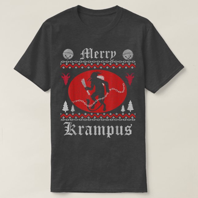 Camiseta Feliz Krampus Natal Xmas Horror Feio Sweater E (Frente do Design)