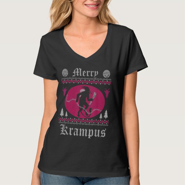 Camiseta Feliz Krampus Natal Xmas Horror Feio Sweater E (Frente)