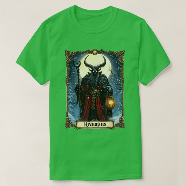 Camiseta Feliz Krampus Tarot Card Natal Horror Feio Swe (Frente do Design)