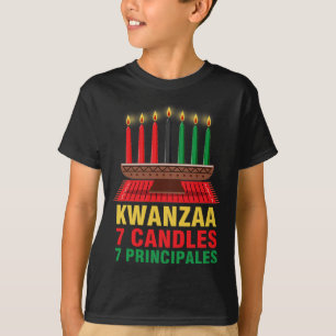Camiseta Feliz Kwanzaa Kinara Sete Princípios Velas Pan