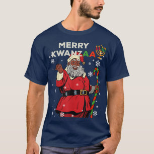 Camiseta Feliz Kwanzaa Papai Noel Negro Natal Africano