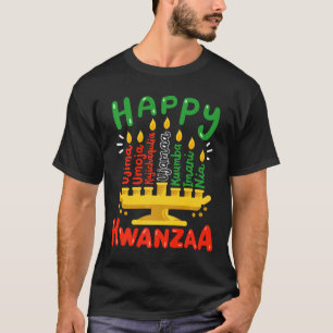 Camiseta Feliz Kwanzaa Sete Princípios Kinara Velas Homens