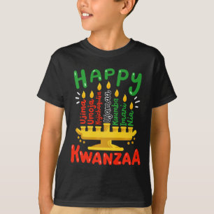 Camiseta Feliz Kwanzaa Sete Princípios Kinara Velas Homens