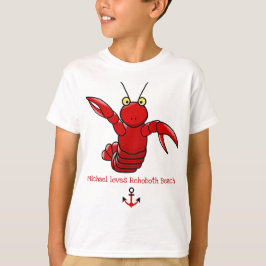 Camiseta Feliz Lagosta Vermelha Brilhante Adoro Rehoboth Be