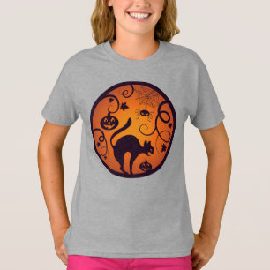 Camiseta Feliz lanterna do Halloween aranhas e morcegos neg