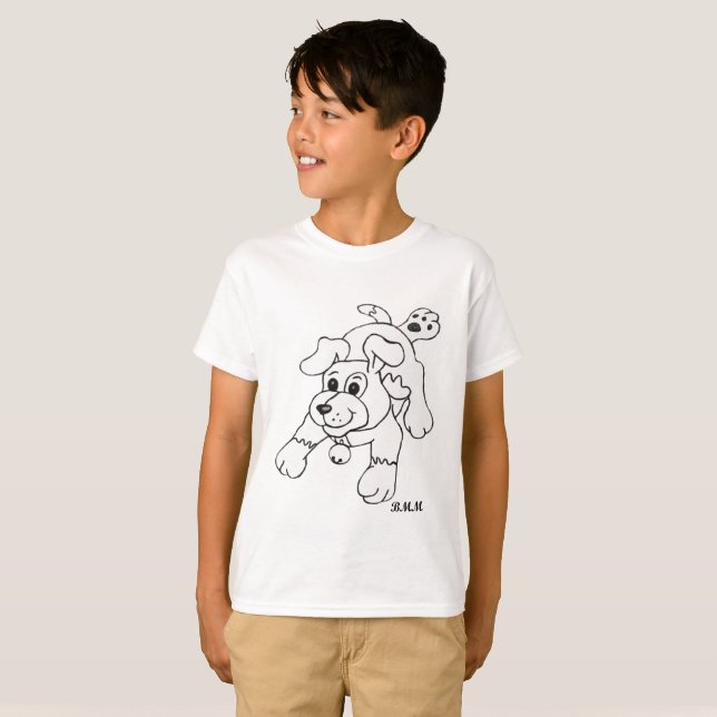 Camiseta Feliz Lápis de Carvão Desenhando Crianças (Frente Completa)