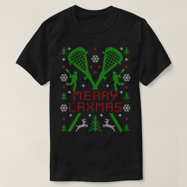 Camiseta Feliz LAXMAS Lacrosse LAX Ufly Christmas Sweater (Frente do Design)